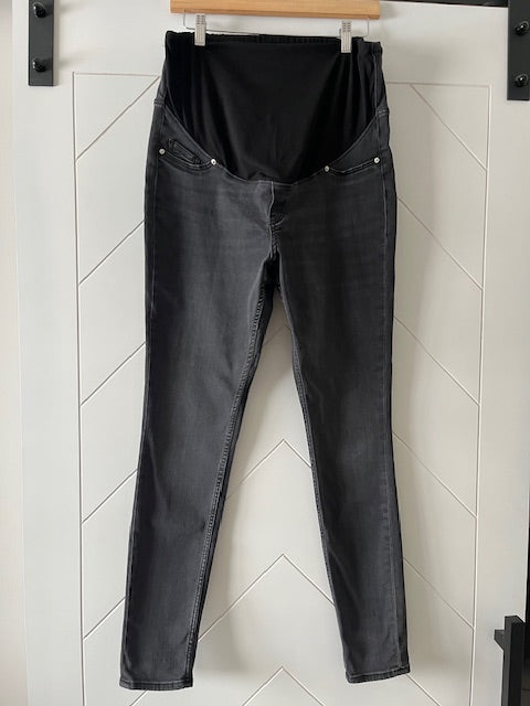 Skinny Maternity Dark Grey Jeans, H & M, Size Large , Maternity L (12-14)