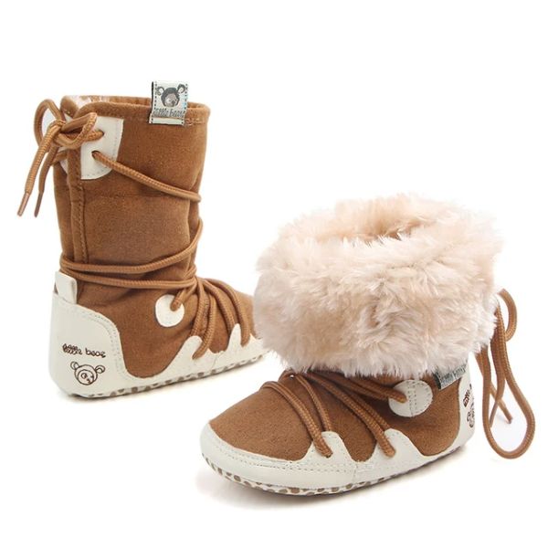 Fold Over Lace-up Winter Booties, Size 6- 12 Months, Shoes 3 (Baby: 0-12 mth)