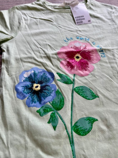 H&M size 4-6 girls flowers t-shirt, brand new with tags, Kids 6/6X (extra small)