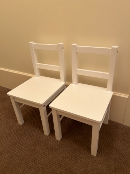 2 x Wood Chairs - White