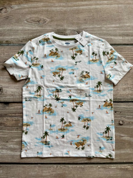 Old Navy size L (10-12) boys island themed soft cotton t-shirt, brand new with tags, Kids 12 & 14 (large)