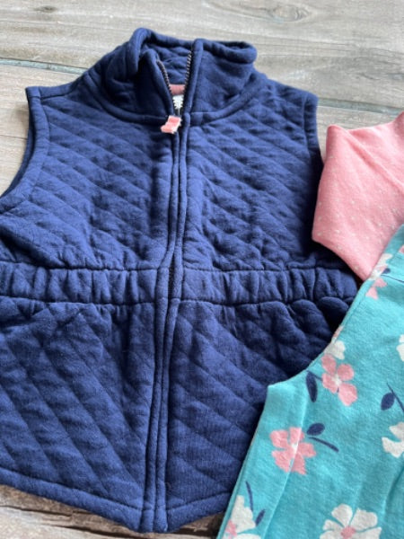 Carter’s size 24m girls 3-piece set with onesie, floral leggings and quilted vest, Kids 24 Month (18-24M)