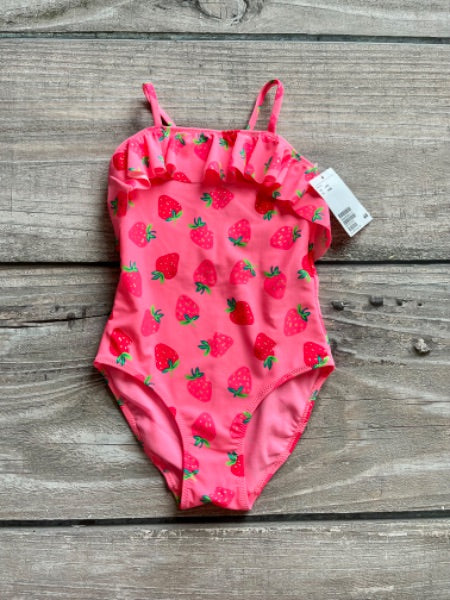 H&M size 4-6 girls strawberry swimsuit with cross back, brand new with tags, Kids 6/6X (extra small)