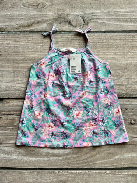 H&M size 4-6 girls tropical floral strap top, brand new with tags, Kids 6/6X (extra small)