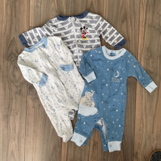 Mickey Mouse, Dumbo and Stars Slepers, Kids 3 Month (0-3M)