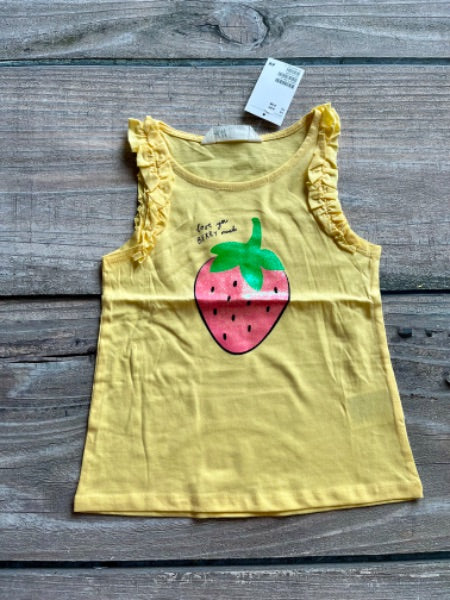 H&M size 4-6 girls sparkly strawberry summer top, brand new with tags, Kids 6/6X (extra small)