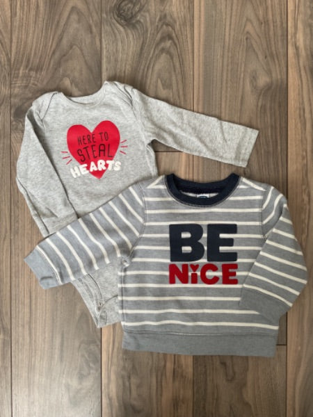 Grey Valentines Onesie and Sweatshirt , Kids 9 Month (6-9M)