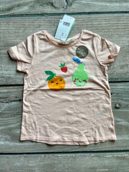 H&M size 4-6 girls fruit themed sequence shirt, brand new with tags, Kids 6/6X (extra small)