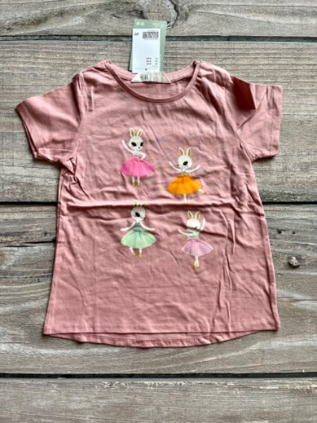 H&M size 4-6 girls dancing bunny ballerinas shirt, brand new with tags, Kids 6/6X (extra small)