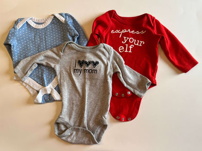 Girls 0-3 Long Sleeve Onesies, Kids 3 Month (0-3M)