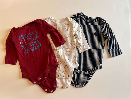 0-3 Long Sleeve Onesies, Kids 3 Month (0-3M)