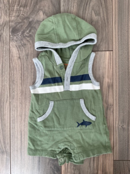 Green Hooded Summer Romper , Kids 3 Month (0-3M)