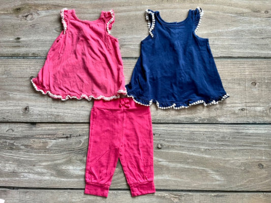 Old Navy size 2 girls pink capris and Joe Fresh 18-24m flowy tops, Kids 24 Month (18-24M)