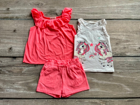 H&M size 2-4 girls tops and matching shorts bundle, Kids 4/4T