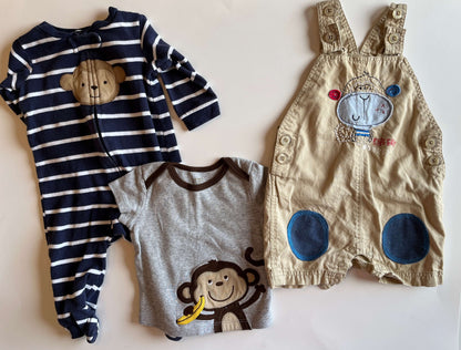 Boys 3-6 Month Monkey Bundle, Kids 6 Month (3-6M)