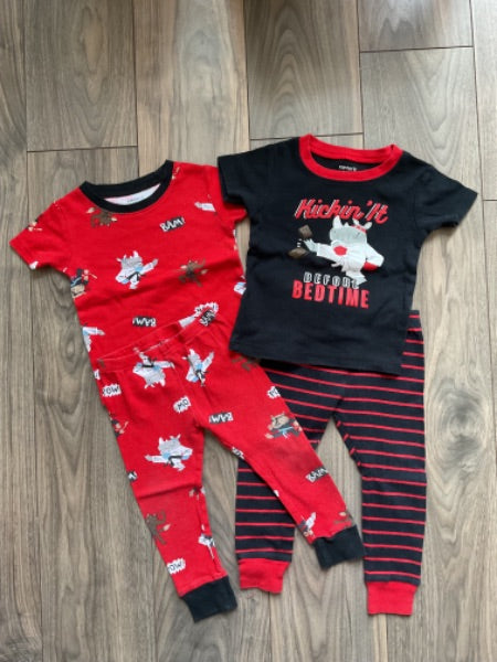 Red and Black Karate Rhino 4 Piece Pajama Set, Kids 18 Month (12-18M)