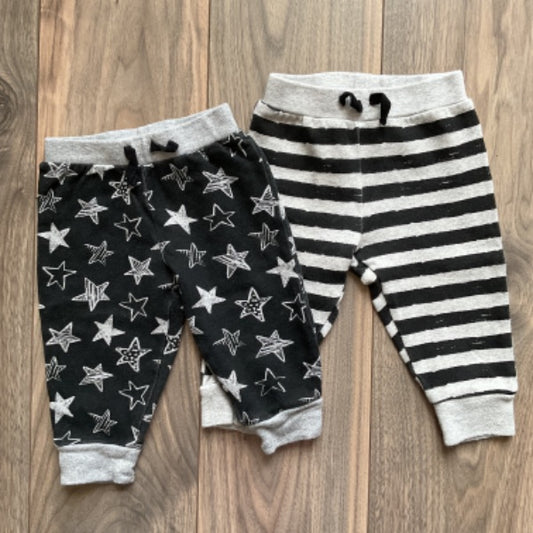 Black and Grey Stripes and Stars Pants, Kids 6 Month (3-6M)