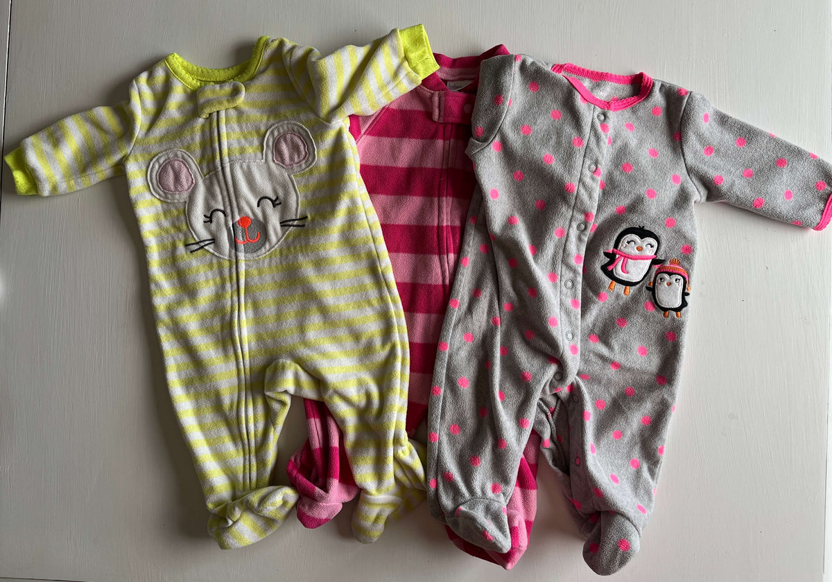 Girls 3 Month Fleece Sleepers, Kids 3 Month (0-3M)
