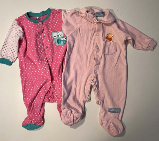 Baby Girl Sleepers Bundle Pekkle (3M) & Disney (3-6M), Kids 3 Month (0-3M)