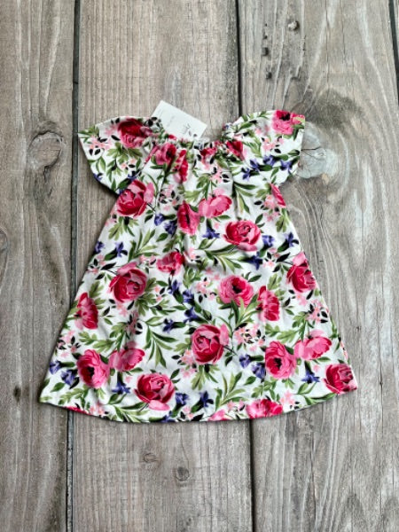 Small shop handcrafted 18-24m baby girl floral print A-line dress, new with tags, Kids 24 Month (18-24M)