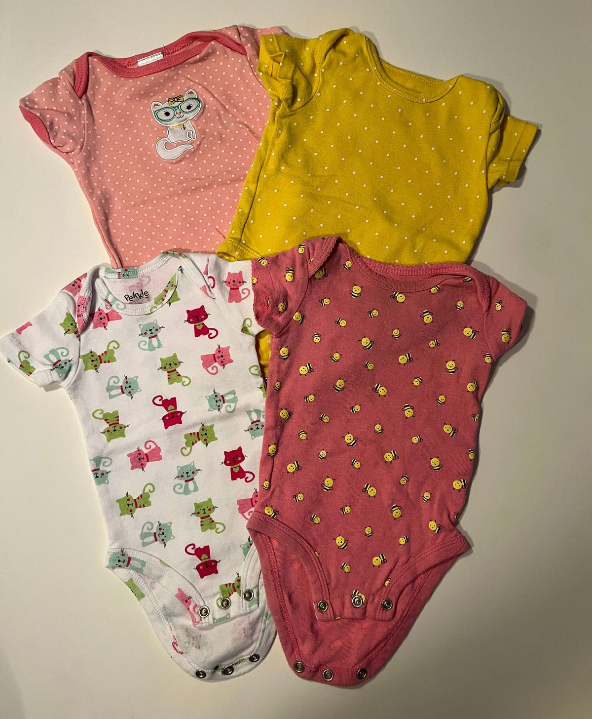 Girls' 3-Month Onesies Bundle – Carter’s 3m x2, Pekkle 3m & Chick Pea 3-6m, Kids 3 Month (0-3M)