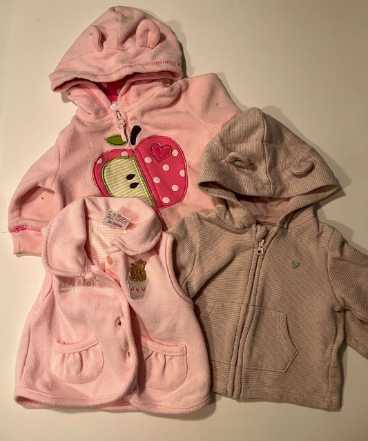 3-Month Girls' Hoodies & Vest Bundle – Carter’s, Kiabi , vest brand is unknown. , Kids 3 Month (0-3M)