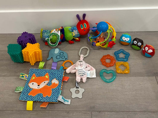 Baby toy bundle including Mary meyer taggie