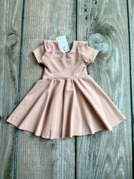 Small shop handcrafted 6-12m girls blush pink dress with lace, new with tags, Kids 12 Month (9-12M)