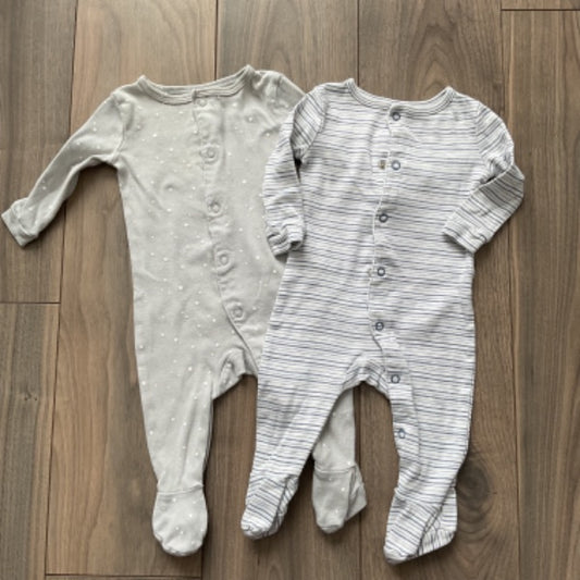 Grey and Stripes Snap Sleepers, Kids 6 Month (3-6M)