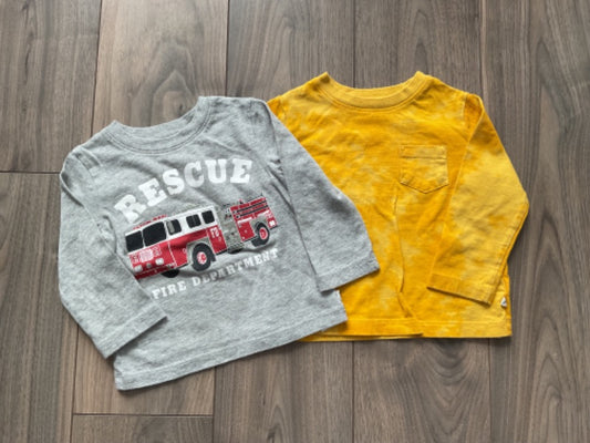 Boys Long Sleeve Yellow and Fire Engine, Kids 18 Month (12-18M)