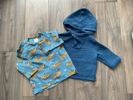 Blue Hooded and Tiger Tops, Kids 9 Month (6-9M)