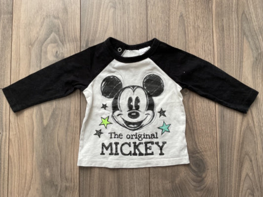 Mickey Mouse Black and White Raglan, Kids 6 Month (3-6M)