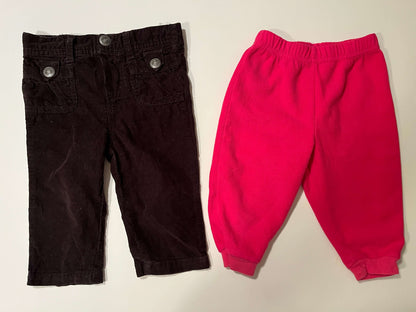 Girl's 6-12M Pants. Joe Fresh Corduroy 6-12M, George 6-12M, H&M 6-9M & Carter's 6M, Kids 9 Month (6-9M)