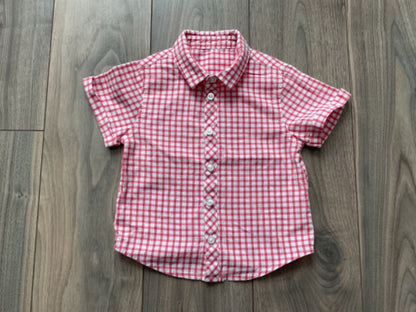 Dress Shirt Red and White Check 18-24 Months , Kids 24 Month (18-24M)