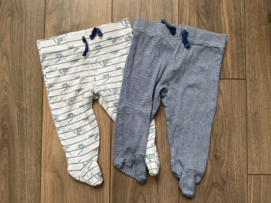 Baby boy Footed Pants Blue and White, Kids 6 Month (3-6M)