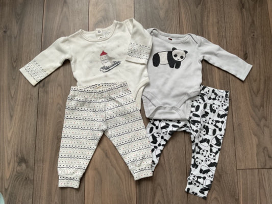 Penguin Onesie and Pants, Panda Bear Onesie and Pants, Kids 6 Month (3-6M)