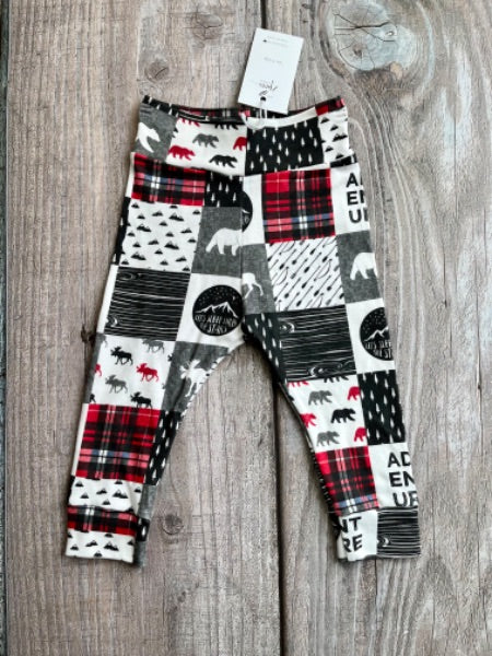 Small shop handcrafted 9-12m baby joggers, bears/moose/mountains/plaid, new with tags, Kids 12 Month (9-12M)