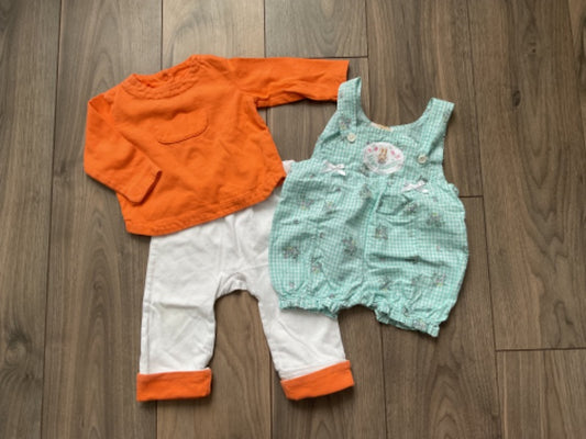 Baby Girl Orange and Whits Outfit, Peter Rabbit Overall, Kids 6 Month (3-6M)