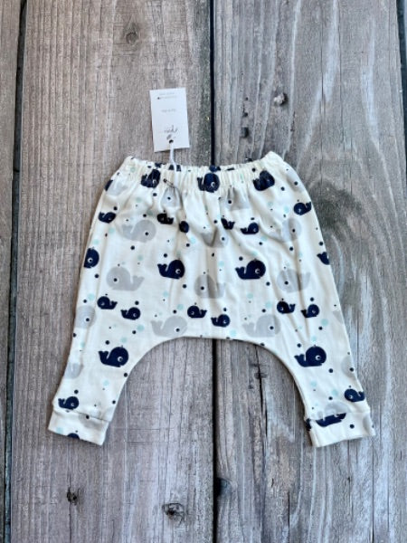 Small shop handcrafted 6-12m baby boys slouchy pants/sweatpants, whales, new with tags, Kids 12 Month (9-12M)