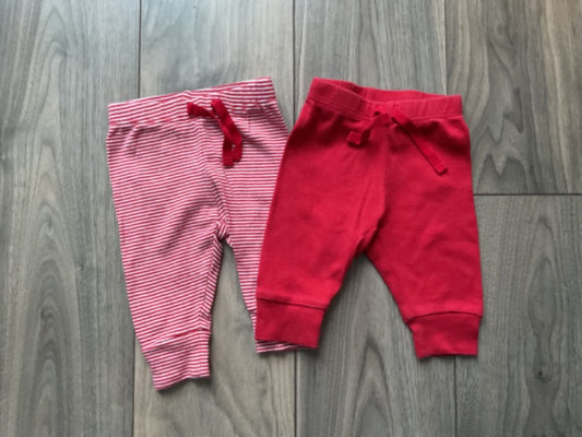 Baby Gap  2 Pair Red Pants, Kids 3 Month (0-3M)