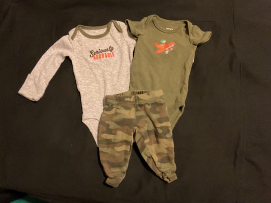 Baby Boy Monkey Camo 3 Piece Set, Kids Newborn