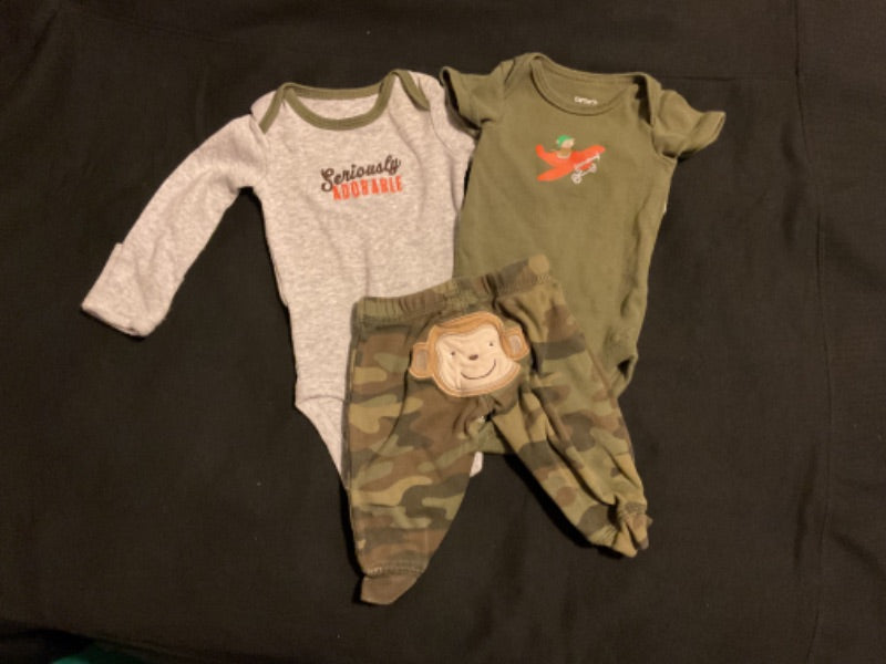 Baby Boy Monkey Camo 3 Piece Set, Kids Newborn