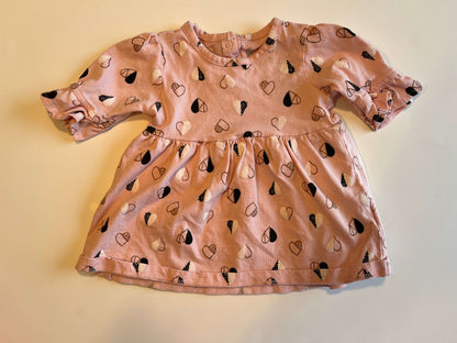 Girls' Valentine's Day bundle:  Pink dress – Free Style, size 6-9 months Onesie & leggings – George, size 6-12 months, Kids 9 Month (6-9M)
