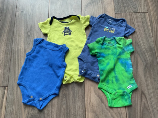 Baby Boy Blue and Green Onesie Bundle, Kids Newborn