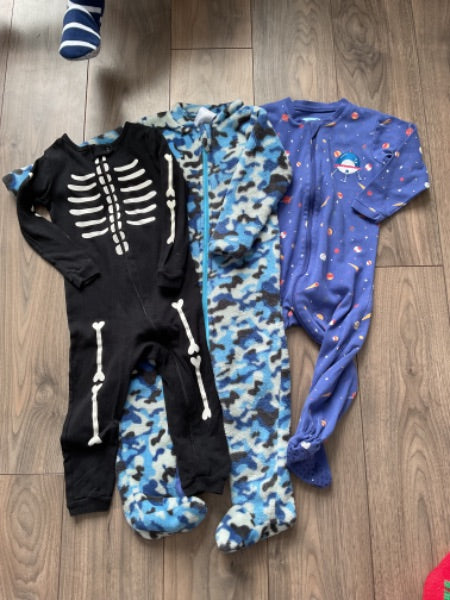 Blue, Black Skeleton and Blue Camo Sleepers, Kids 24 Month (18-24M)