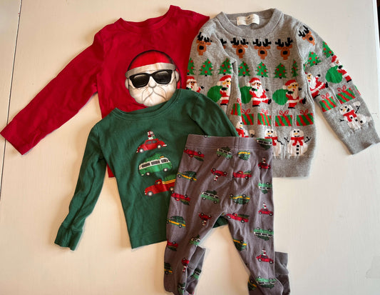 Boys' 3T Christmas bundle: Sweater – H&M, size 3-4Y Pyjamas – Old Navy, size 3T Long Sleeve Shirt– The Children's Place, size 3T, Kids 3T