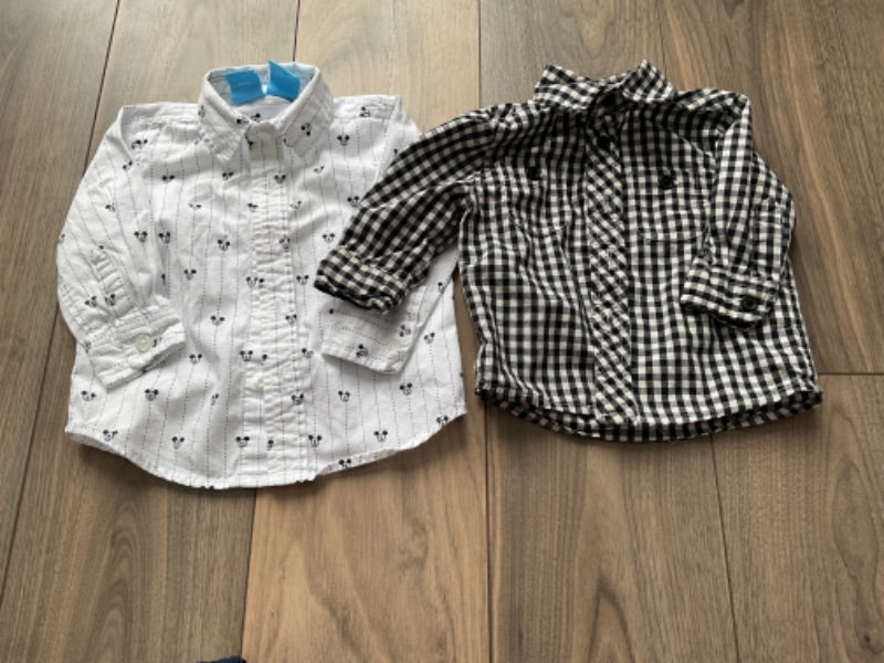 Black and White Check, Mickey Mouse Dress Shirts, Kids 6 Month (3-6M)