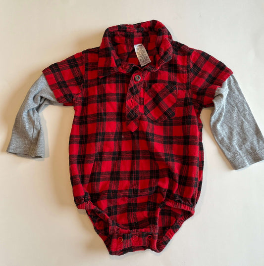 Boy George 12-18 Month Plaid Collar Long Sleeve Diaper Shirt , Kids 18 Month (12-18M)