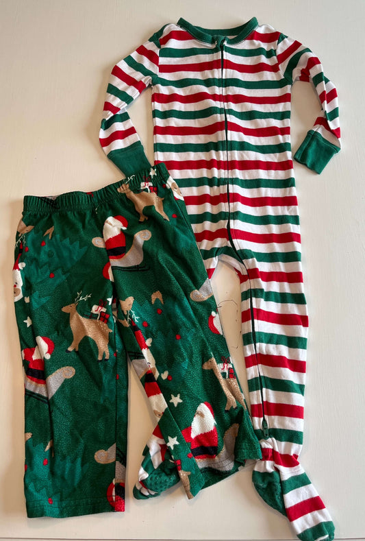 Christmas Pyjamas. Old Navy 2T Footie pyjamas and Carter's 2T/2A Pants, Kids 2T