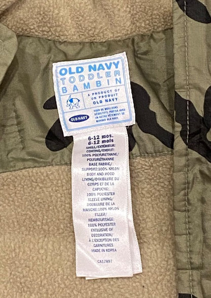 VGUC, Camouflage Puffer Winter Coat, Old Navy, size 6-12mos, Kids 9 Month (6-9M)